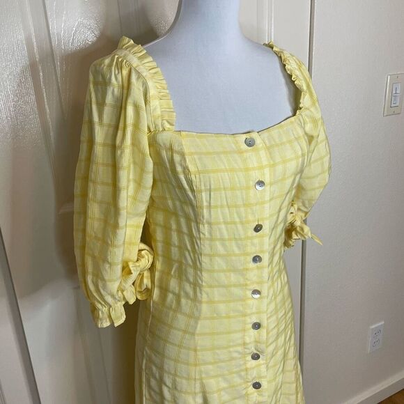 Capulet Midi Sun Dress Butter Yellow Plaid Size XS - Picture 5 of 13